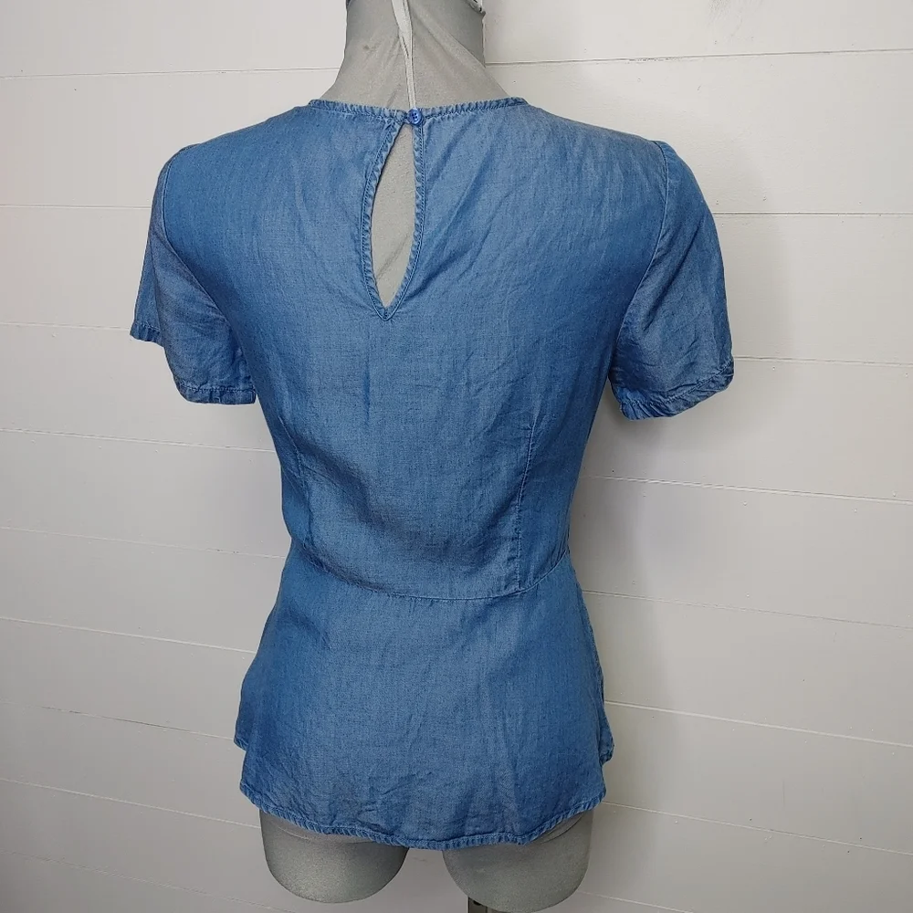 Michael Kors tie-front lightweight denim top XS - Picture 8 of 13